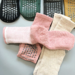 專業防滑中筒普拉提瑜珈襪 棉質女地板襪初學者運動健身短襪秋冬