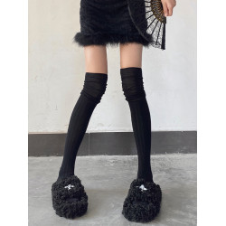 夜間教習室過膝襪子女春秋堆堆襪秋冬長筒拼接高筒白ins潮長靴襪