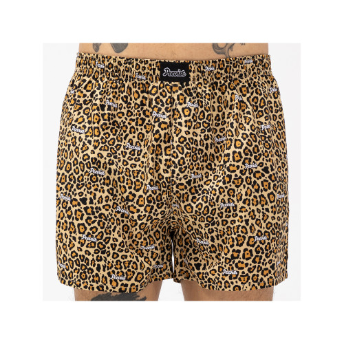 豹紋阿羅褲純棉男士寬松四角內褲頭女居家情侶短睡褲大褲衩孖菸通