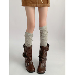 夜間教習室襪套長筒灰色踩腳腿套芭蕾風白色堆堆襪女春秋jk小腿襪