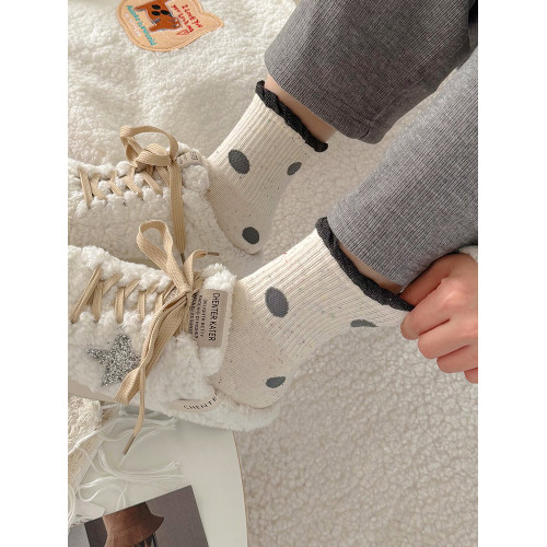 可愛花邊蝴蝶結襪子女中筒春秋ins潮韓國波點運動風女士秋冬棉襪 可愛花邊蝴蝶結襪子女中筒春秋ins潮韓國波點運動風女士秋冬棉襪