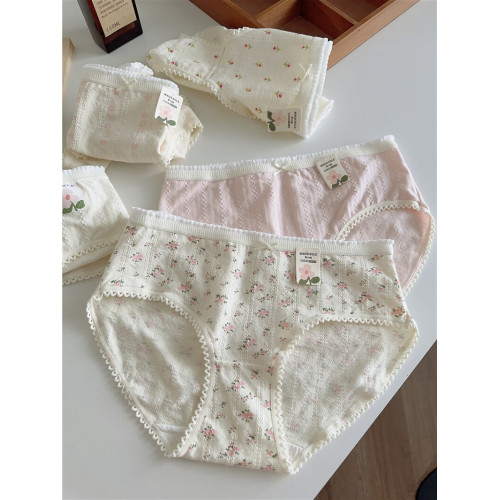 5條碎花A類棉抗菌內褲女純棉中腰大碼日系可愛少女三角褲2025新款
