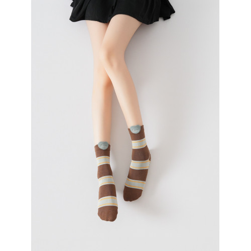 XY0862花色折釦條紋瑜珈普拉提襪復古刺綉地板襪學院風日系愛心款 XY0862花色折釦條紋瑜珈普拉提襪復古刺綉地板襪學院風日系愛心款