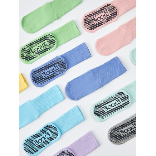 薄款瑜珈防滑女純棉純色地板襪配鯊魚褲健身運動中筒普拉提專用襪 薄款瑜珈防滑女純棉純色地板襪配鯊魚褲健身運動中筒普拉提專用襪