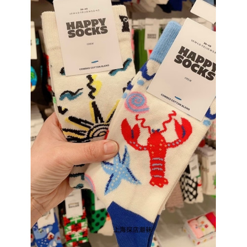 happysocks旗艦店新款爆款女中筒襪瑞典潮牌HS純棉百搭四季款襪子