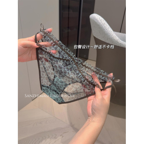2025新款法式鏤空蕾絲豹紋girl細帶木耳邊微透禦姐低腰少女三角褲 2025新款法式鏤空蕾絲豹紋girl細帶木耳邊微透禦姐低腰少女三角褲