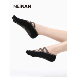 MEIKAN瑜珈襪五指襪子秋冬專業普拉提防滑襪地板襪普拉提運動短襪