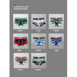 低腰U凸囊袋男平角內褲青年純棉透氣緊身性感四角褲頭運動內褲潮