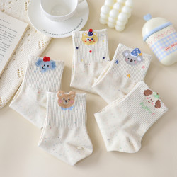 卡通立體襪子女春秋中筒襪純棉點子紗運動學生襪秋冬百搭可愛少女