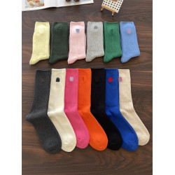 男襪子刺綉標高筒襪純棉彩色厚襪子時尚個性加厚保暖防臭長襪