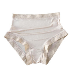 6A高品質100%桑蠶絲女士高腰內褲無痕優雅蕾絲真絲包臀收腹三角褲