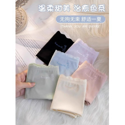 雅鹿冰絲內褲女士無痕純棉抗菌襠短褲夏季薄款中腰少女生三角褲頭