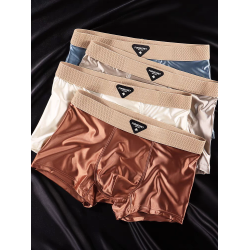 男士內褲冰絲四角褲青少年男生輕奢緞面夏季薄款透氣平角褲2025款