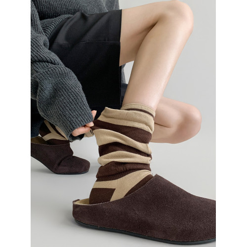 慵懶氛圍感拉滿!怎麽做這麽好看~.假兩件拼接條紋高級顯瘦堆堆襪 慵懶氛圍感拉滿!怎麽做這麽好看~.假兩件拼接條紋高級顯瘦堆堆襪