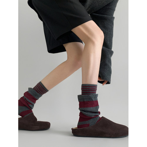 慵懶氛圍感拉滿!怎麽做這麽好看~.假兩件拼接條紋高級顯瘦堆堆襪 慵懶氛圍感拉滿!怎麽做這麽好看~.假兩件拼接條紋高級顯瘦堆堆襪