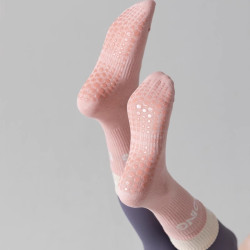 矽膠防滑瑜珈襪子女拼色中筒襪純棉室內健身普拉提高筒運動休閒襪