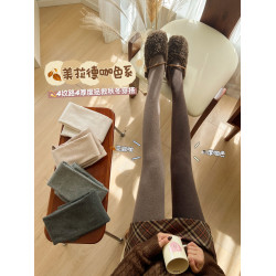 淡時光咖啡色連褲襪女秋冬加絨加厚保暖顯瘦美拉德風踩腳打底褲襪