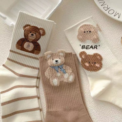 襪子女秋冬中筒襪保暖加厚冬天防臭白色可愛女生運動長筒卡通潮襪