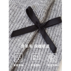灰色小腿襪保暖羊毛襪秋冬季長襪堆堆襪女配小皮鞋竪紋蝴蝶結襪子