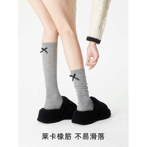 灰色小腿襪保暖羊毛襪秋冬季長襪堆堆襪女配小皮鞋竪紋蝴蝶結襪子 灰色小腿襪保暖羊毛襪秋冬季長襪堆堆襪女配小皮鞋竪紋蝴蝶結襪子