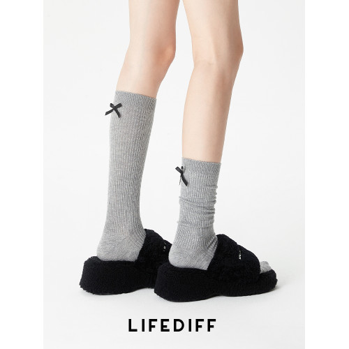 灰色小腿襪保暖羊毛襪秋冬季長襪堆堆襪女配小皮鞋竪紋蝴蝶結襪子 灰色小腿襪保暖羊毛襪秋冬季長襪堆堆襪女配小皮鞋竪紋蝴蝶結襪子