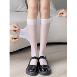 白色襪子女中筒夏季天鵞絨小腿襪jk過膝絲襪長筒襪高筒春秋薄款