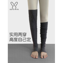 羊毛瑜珈襪襪套堆堆襪秋冬女踩腳長筒襪過膝保暖厚室內健身運動襪