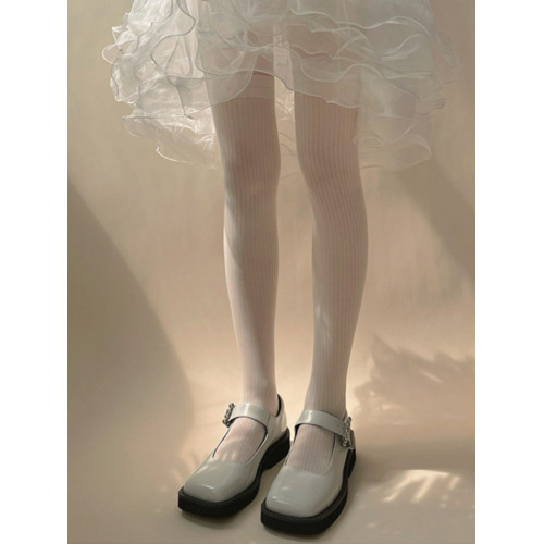 日系超薄奶白色拼接竪條紋黑色連褲jk假高筒少女性感打底襪過膝襪 日系超薄奶白色拼接竪條紋黑色連褲jk假高筒少女性感打底襪過膝襪