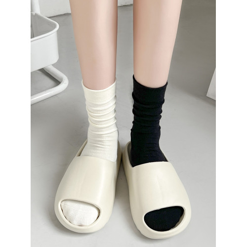 無骨襪子女春秋黑色中筒純棉月子長襪配小皮鞋白色堆堆襪女款秋冬 無骨襪子女春秋黑色中筒純棉月子長襪配小皮鞋白色堆堆襪女款秋冬