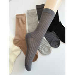 22公分灰色襪子女中筒襪ins潮薄款復古韓版走秀款堆堆襪竪條紋襪