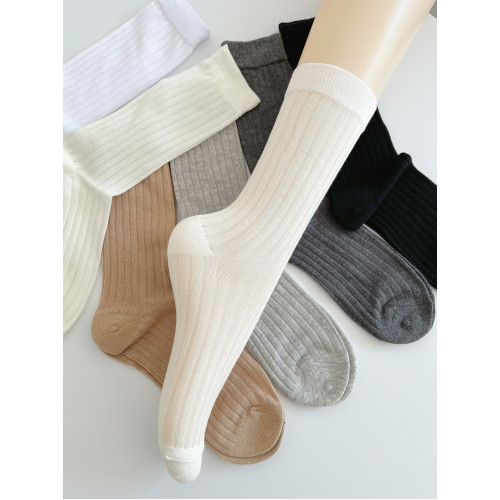 22公分灰色襪子女中筒襪ins潮薄款復古韓版走秀款堆堆襪竪條紋襪