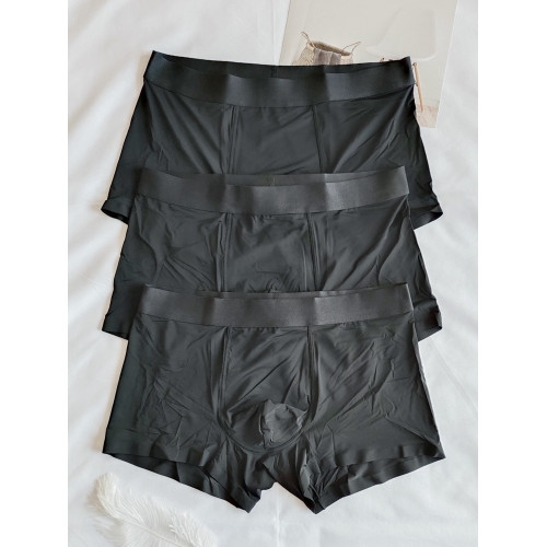 夏季薄款男士內褲男生冰絲黑色純色平角透氣高檔時尚無痕四角短褲