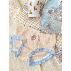 夢幻小甜熊~日系女生三角褲藍色甜美內褲女士7a級抗菌2025新款