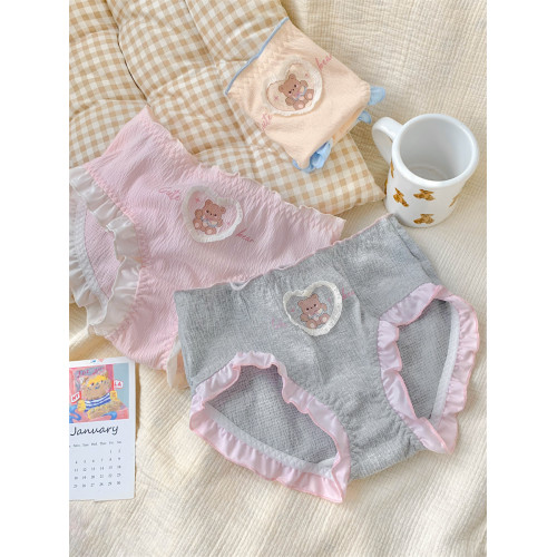 夢幻小甜熊~日系女生三角褲藍色甜美內褲女士7a級抗菌2025新款 夢幻小甜熊~日系女生三角褲藍色甜美內褲女士7a級抗菌2025新款