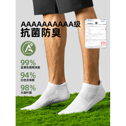 子墨短襪男士襪子秋冬厚款艾草抗菌防臭短筒純棉吸汗黑白男生船襪