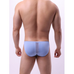 純棉網紗拼接男士三角褲性感前後透視低腰緊身激凸囊袋三角男內褲