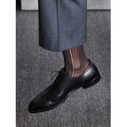 男士正裝金線條寬條紋絲襪男士薄款商務襪紳士西裝長筒襪