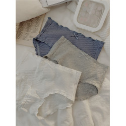 厚實純棉質3條中腰內褲女純棉木耳邊日系簡約大碼透氣女生包臀