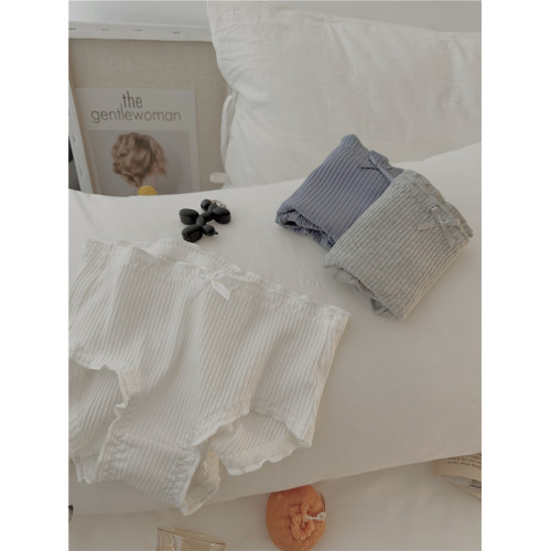 厚實純棉質3條中腰內褲女純棉木耳邊日系簡約大碼透氣女生包臀