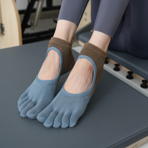 春季新款瑜珈襪漸變色點膠防滑五指襪露背暗紋透氣運動普拉提襪子 春季新款瑜珈襪漸變色點膠防滑五指襪露背暗紋透氣運動普拉提襪子