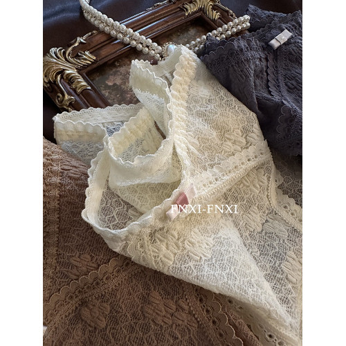 FNXI法式蕾絲無痕內褲女2025新款純欲性感中腰透氣純棉女士三角褲