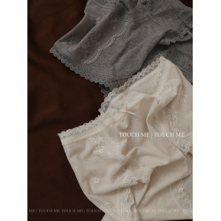 touchme法式蕾絲邊莫代爾中高腰收腹內褲女透氣純棉抑菌襠包臀3條