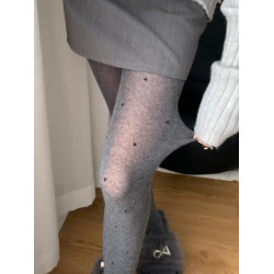 灰色波點打底褲襪秋季格雷系百搭顯瘦miu系復古圓點天鵞絨連褲襪