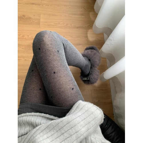 灰色波點打底褲襪秋季格雷系百搭顯瘦miu系復古圓點天鵞絨連褲襪 灰色波點打底褲襪秋季格雷系百搭顯瘦miu系復古圓點天鵞絨連褲襪