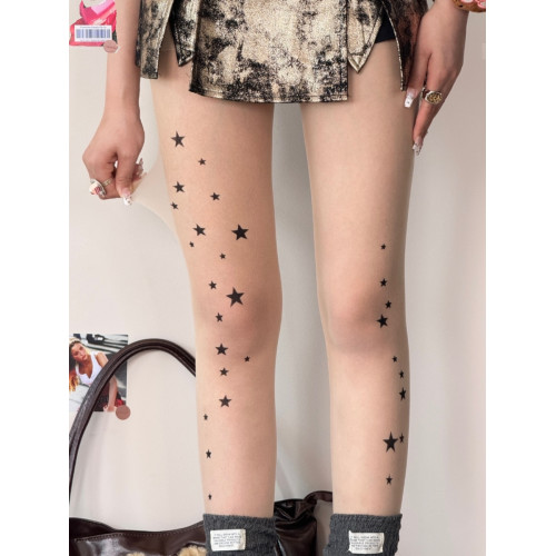 BON 繁星印花絲襪甜酷少女可愛Lolita百搭膚色透肉辣妹紋身連褲襪 BON 繁星印花絲襪甜酷少女可愛Lolita百搭膚色透肉辣妹紋身連褲襪