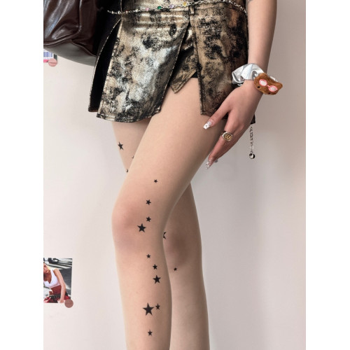 BON 繁星印花絲襪甜酷少女可愛Lolita百搭膚色透肉辣妹紋身連褲襪 BON 繁星印花絲襪甜酷少女可愛Lolita百搭膚色透肉辣妹紋身連褲襪