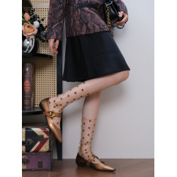 炒慄子~7st island夏季新品復古文藝可露麗波點薄紗堆堆中筒襪