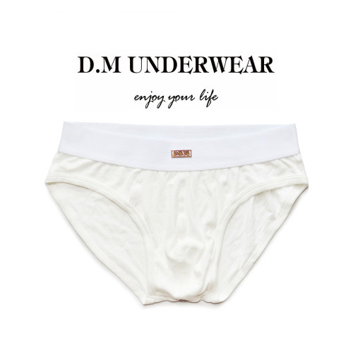 D.M男內褲寬腰純色人棉金屬標簡約 莫代爾柔軟透氣三角褲基礎打底