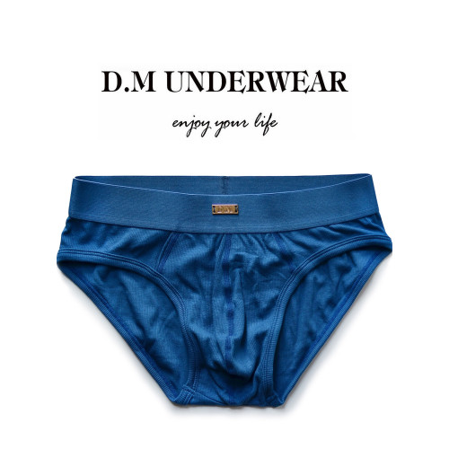 D.M男內褲寬腰純色人棉金屬標簡約 莫代爾柔軟透氣三角褲基礎打底