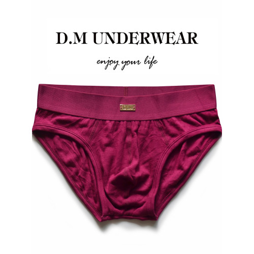 D.M男內褲寬腰純色人棉金屬標簡約 莫代爾柔軟透氣三角褲基礎打底